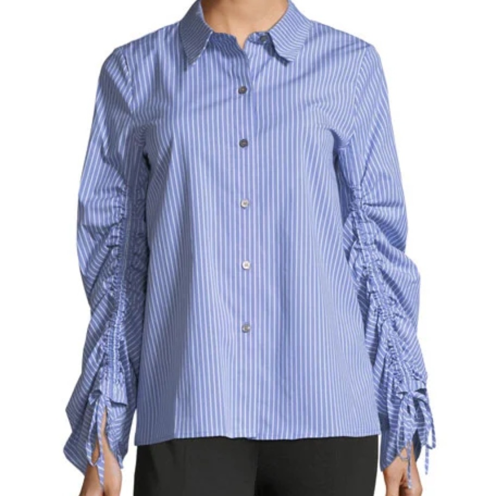 Vince Camuto Simple Striped Button-Front Blouse